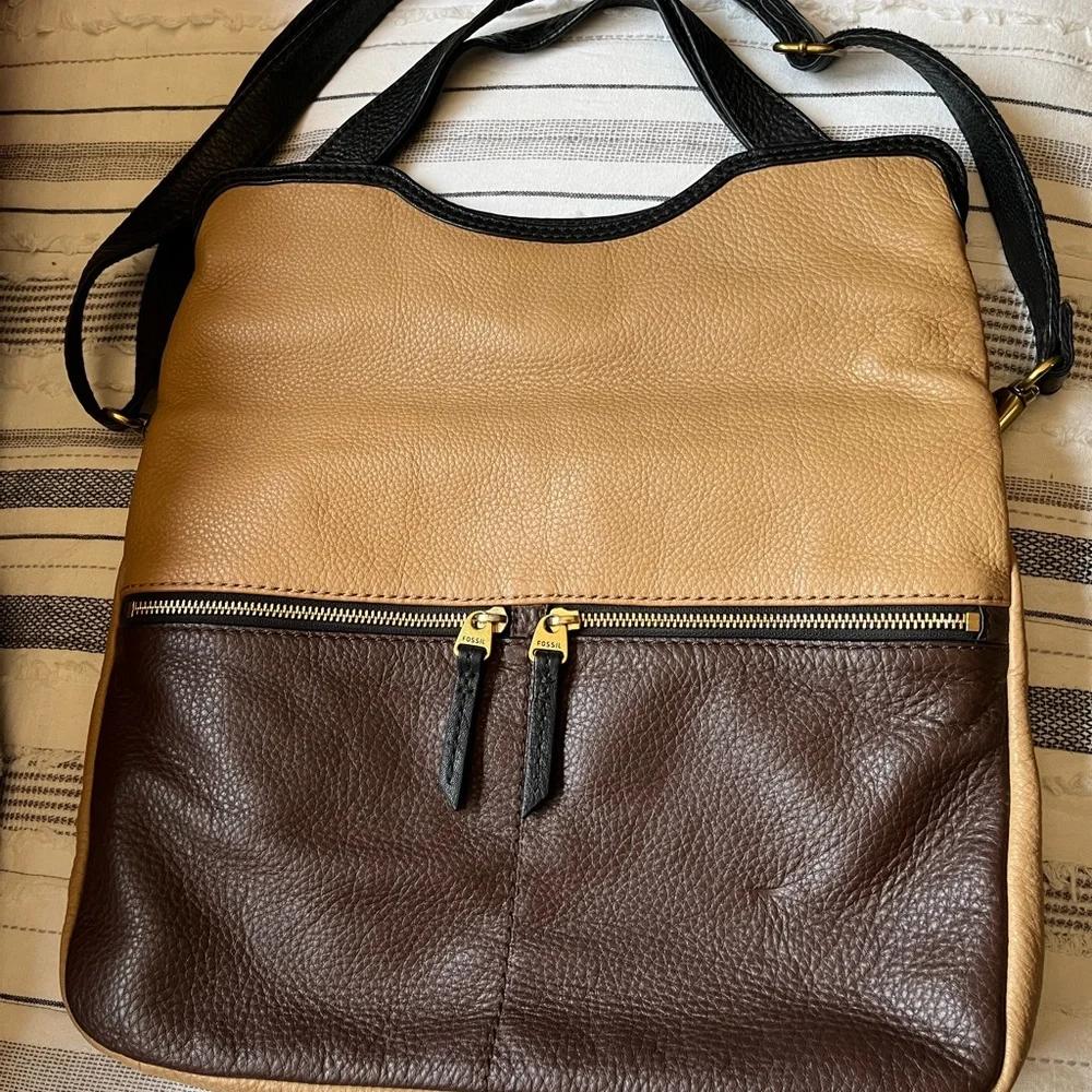 EUC Fossil Leather Tote/Crossbody - Picture 2 of 8